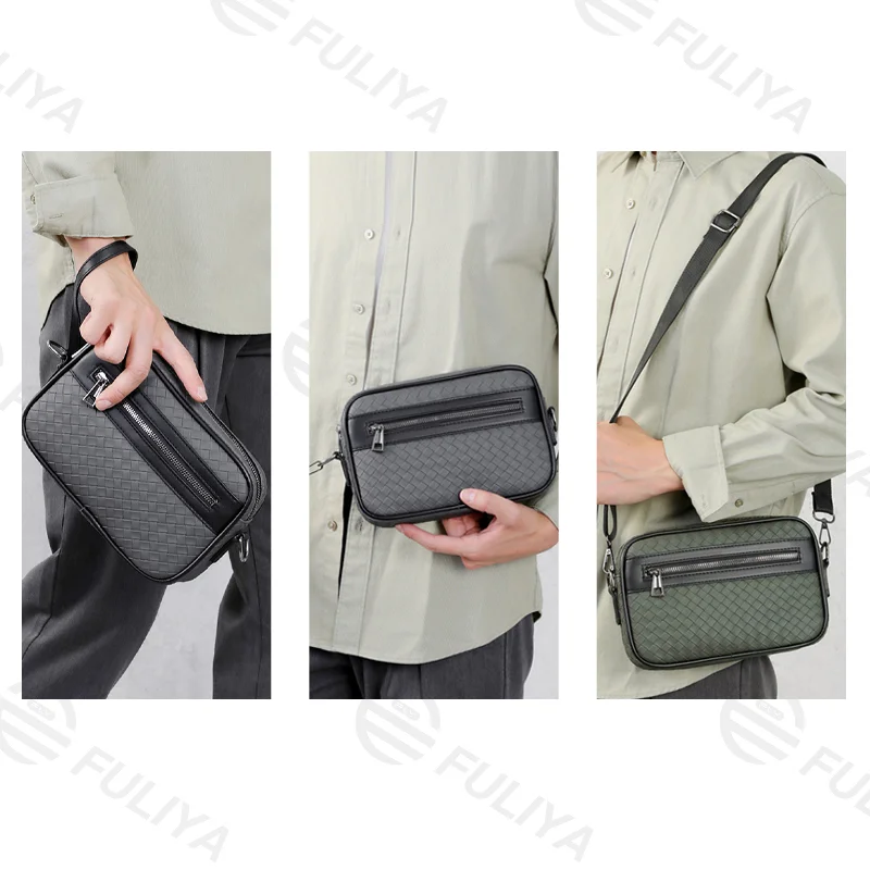 Guangzhou Fuliya Industry Co.,Ltd C-81119 Stylish minimalist crossbody bag, water-resistant diamond woven, large capacity, hand strap, adjustable strap, and front/back pockets - hand-carry or crossbody for casual, commuting, and daily use.