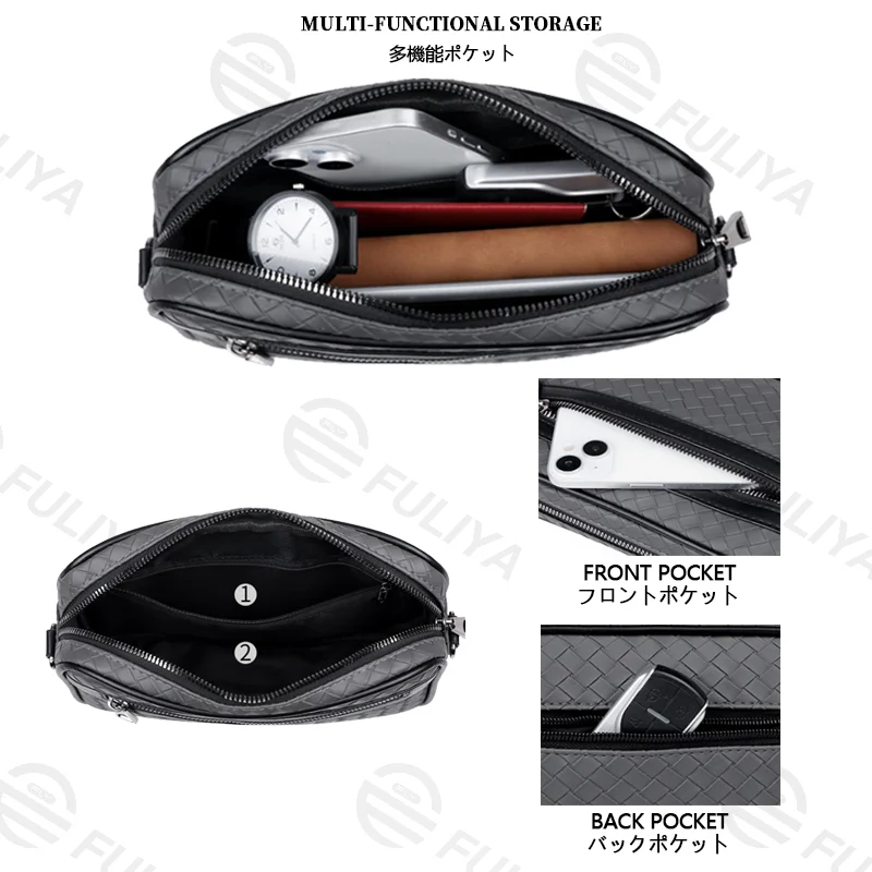 Guangzhou Fuliya Industry Co.,Ltd C-81119 Stylish minimalist crossbody bag, water-resistant diamond woven, large capacity, hand strap, adjustable strap, and front/back pockets - hand-carry or crossbody for casual, commuting, and daily use.