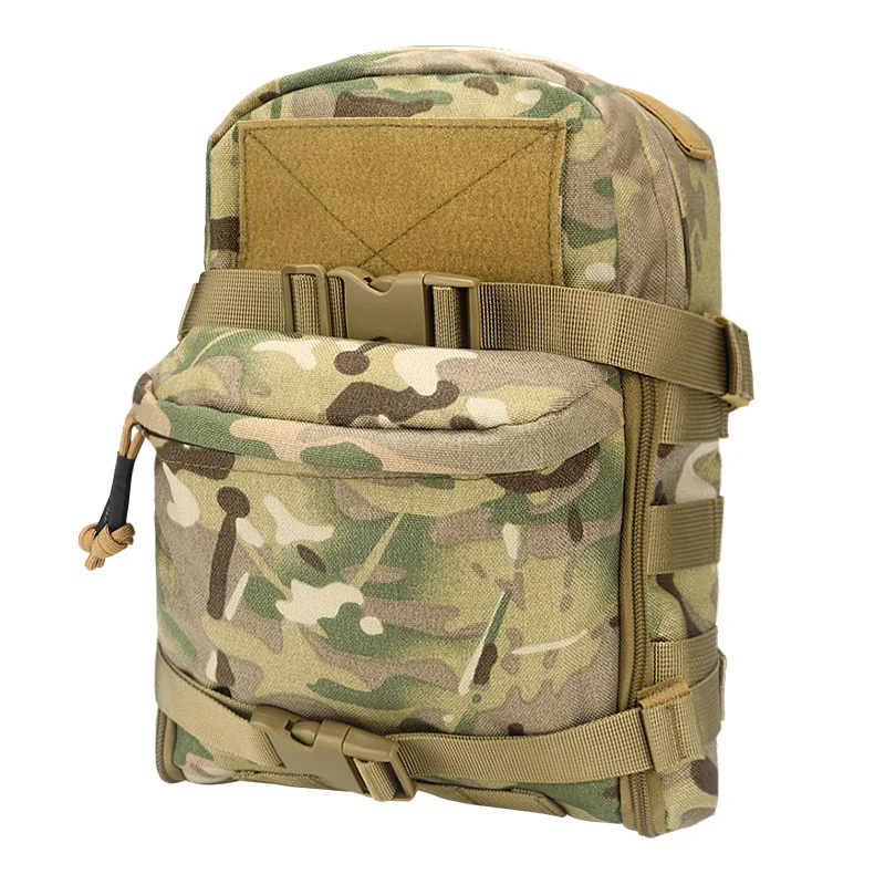 Guangzhou Fuliya Industry Co.,Ltd C-81124 Outdoor tactical hydration pack, 1000D Oxford wear-resistant and waterproof, large capacity, hydration compartment, MOLLE system, side zipper, and adjustment buckle - for outdoor, tactical, and cycling.