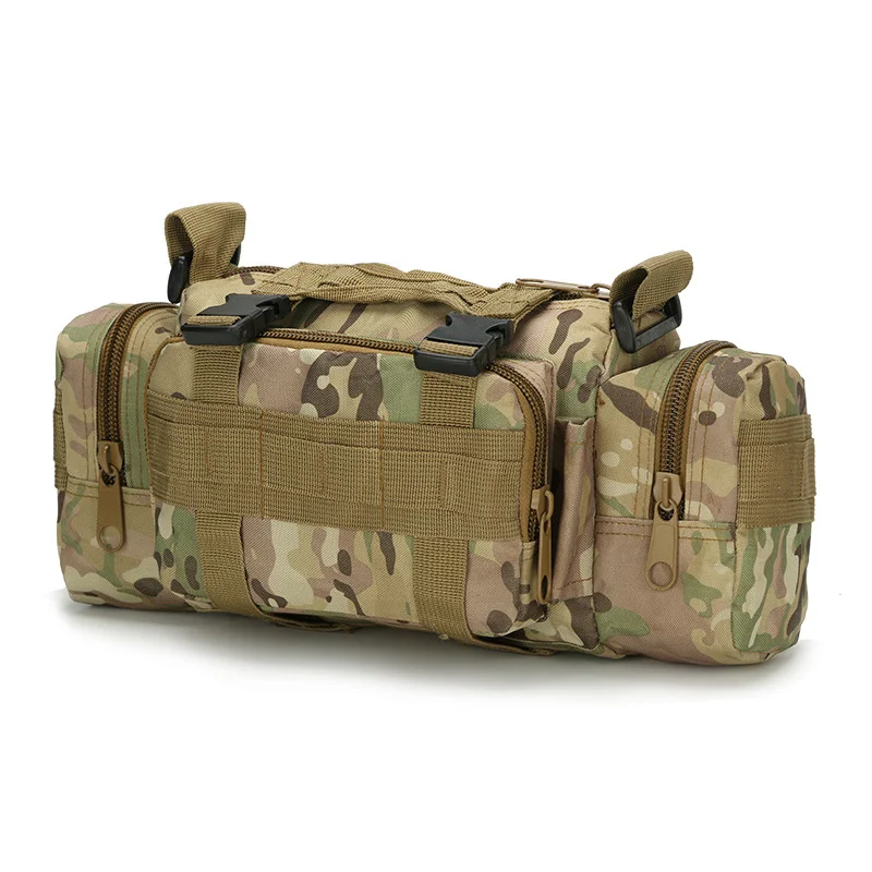 Guangzhou Fuliya Industry Co.,Ltd C-81125 Multi-functional tactical waist bag, water-resistant, large capacity, MOLLE system, and locking buckle - shoulder, backpack, hand, crossbody, or waist carry for outdoor, fishing, and photography.