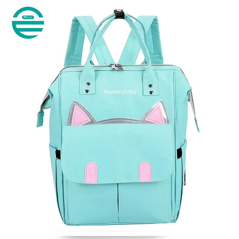 Guangzhou Fuliya Industry Co.,Ltd C-81127 Fashionable mommy backpack, water-resistant, large capacity, foil-insulated bottle pocket, magnetic snap, adjustable buckles, and side pocket - for baby outings and travel.