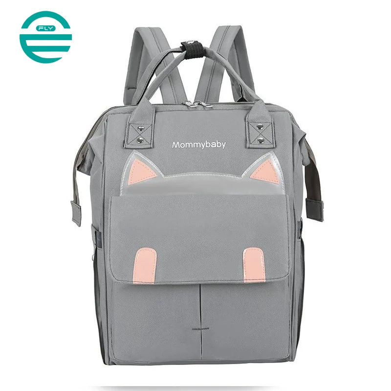 Guangzhou Fuliya Industry Co.,Ltd C-81127 Fashionable mommy backpack, water-resistant, large capacity, foil-insulated bottle pocket, magnetic snap, adjustable buckles, and side pocket - for baby outings and travel.