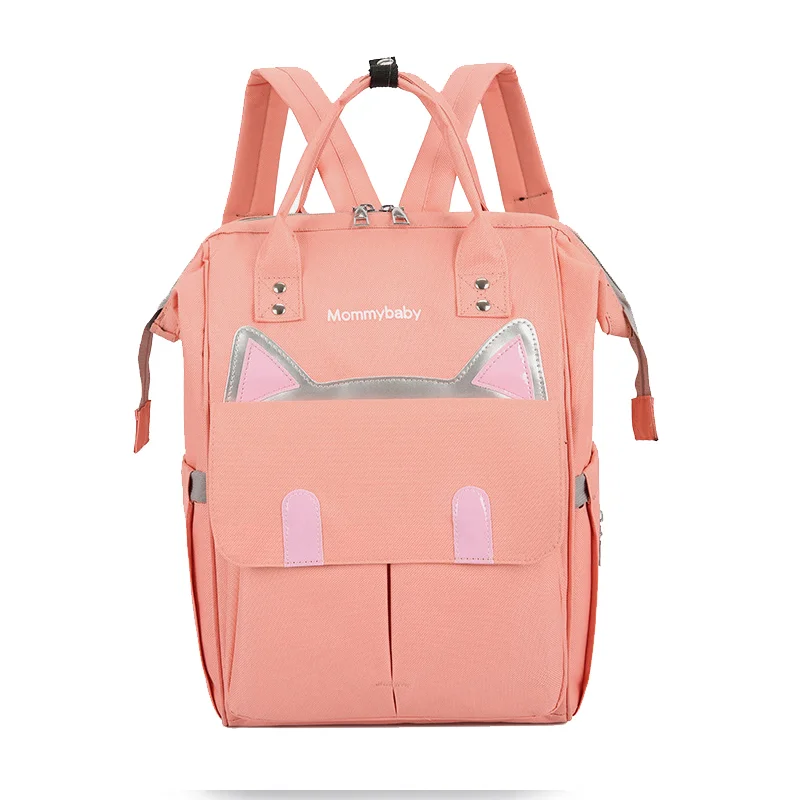 Guangzhou Fuliya Industry Co.,Ltd C-81127 Fashionable mommy backpack, water-resistant, large capacity, foil-insulated bottle pocket, magnetic snap, adjustable buckles, and side pocket - for baby outings and travel.