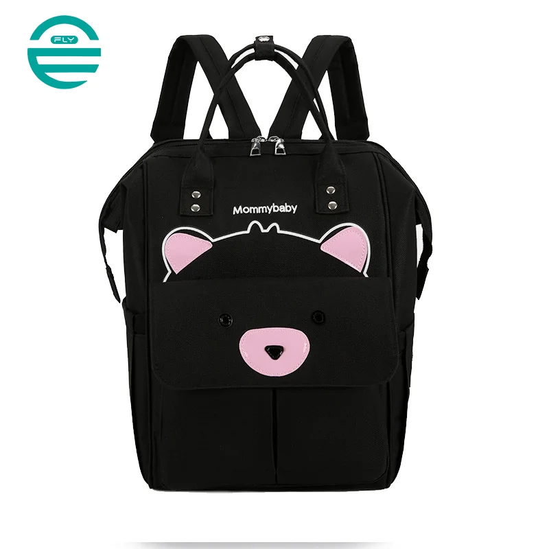 Guangzhou Fuliya Industry Co.,Ltd C-81127 Fashionable mommy backpack, water-resistant, large capacity, foil-insulated bottle pocket, magnetic snap, adjustable buckles, and side pocket - for baby outings and travel.