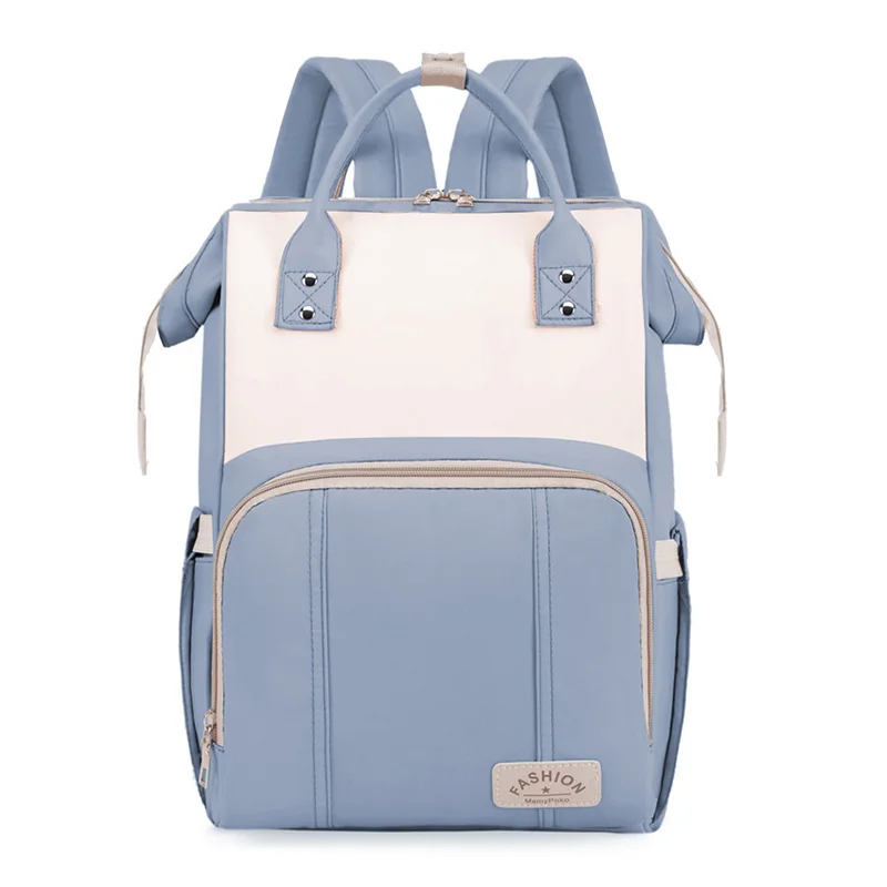 Guangzhou Fuliya Industry Co.,Ltd C-81129 Mommy backpack, water-resistant, large capacity, foil-insulated bottle compartment, wet/dry pocket, back zipper pocket, stretch side pocket, lockable handles, and luggage strap - for baby outings and travel.