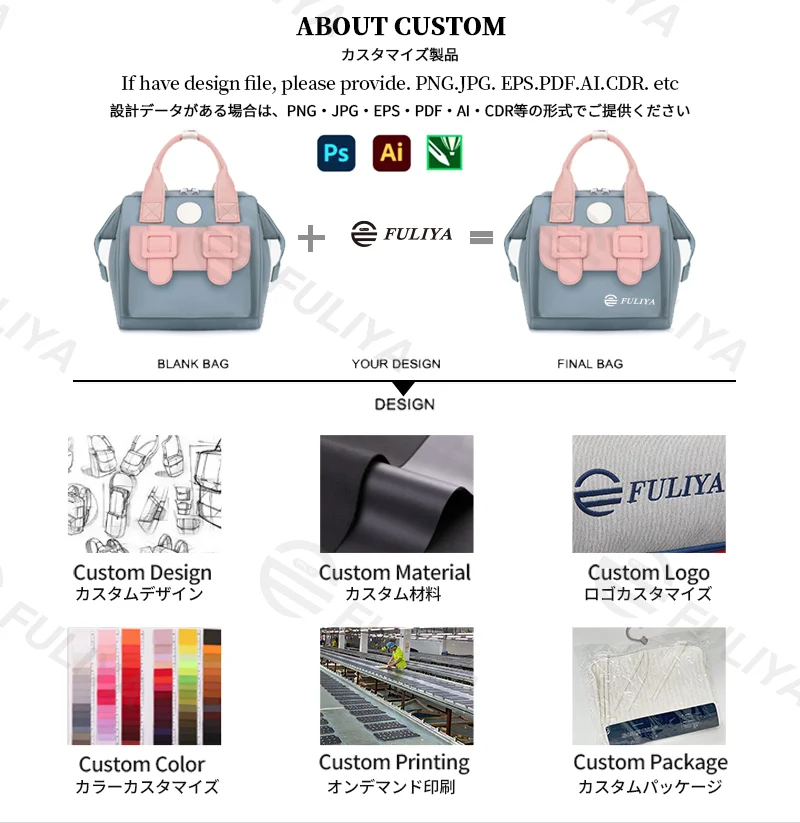 Guangzhou Fuliya Industry Co.,Ltd C-81130 Compact mommy bag, water-resistant, large capacity, foil-insulated bag, front pocket, inner zipper pocket, detachable hook, and long strap - hand, crossbody, or backpack carry for baby outings and pumping.