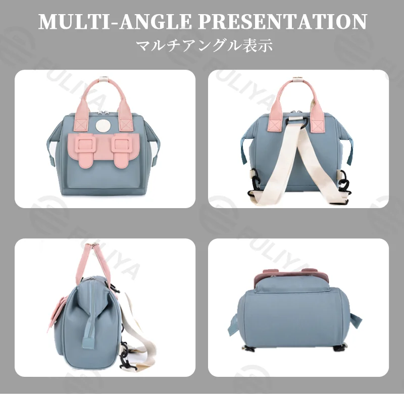 Guangzhou Fuliya Industry Co.,Ltd C-81130 Compact mommy bag, water-resistant, large capacity, foil-insulated bag, front pocket, inner zipper pocket, detachable hook, and long strap - hand, crossbody, or backpack carry for baby outings and pumping.