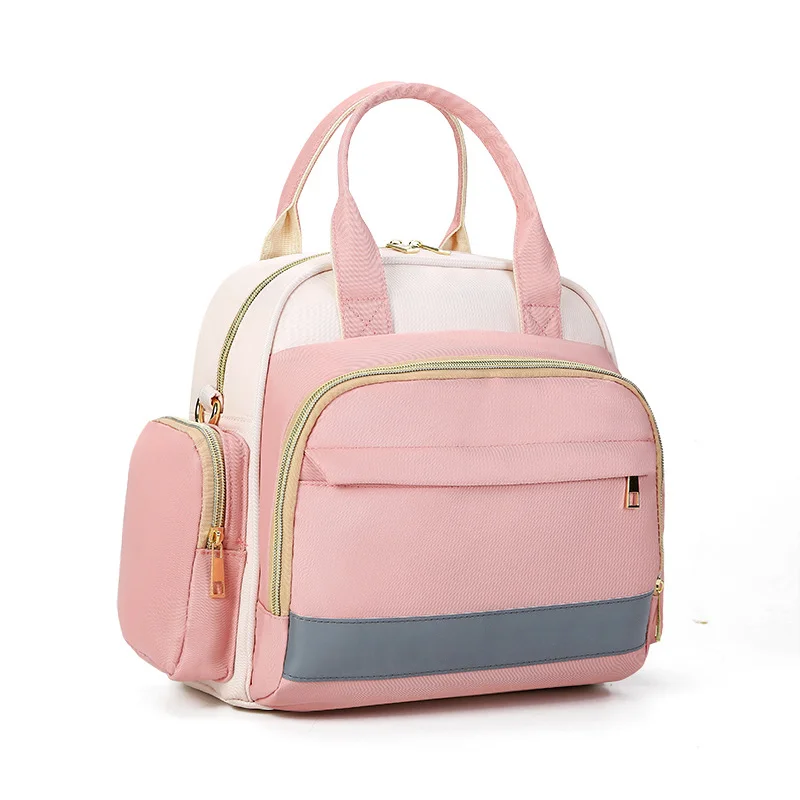 Guangzhou Fuliya Industry Co.,Ltd C-81132 Multi-functional mommy bag, water-resistant, large capacity, foil-insulated bag, wet/dry pocket, reflective strip, detachable hook, and luggage strap - hand, shoulder, crossbody, or backpack carry.