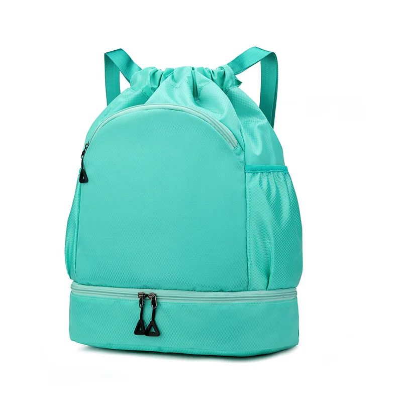 Guangzhou Fuliya Industry Co.,Ltd C-81134 Drawstring sports backpack, water-resistant, large capacity, shoe compartment, wet/dry pocket, front zipper pocket, and side pocket - for basketball, soccer, fitness, and outdoor.
