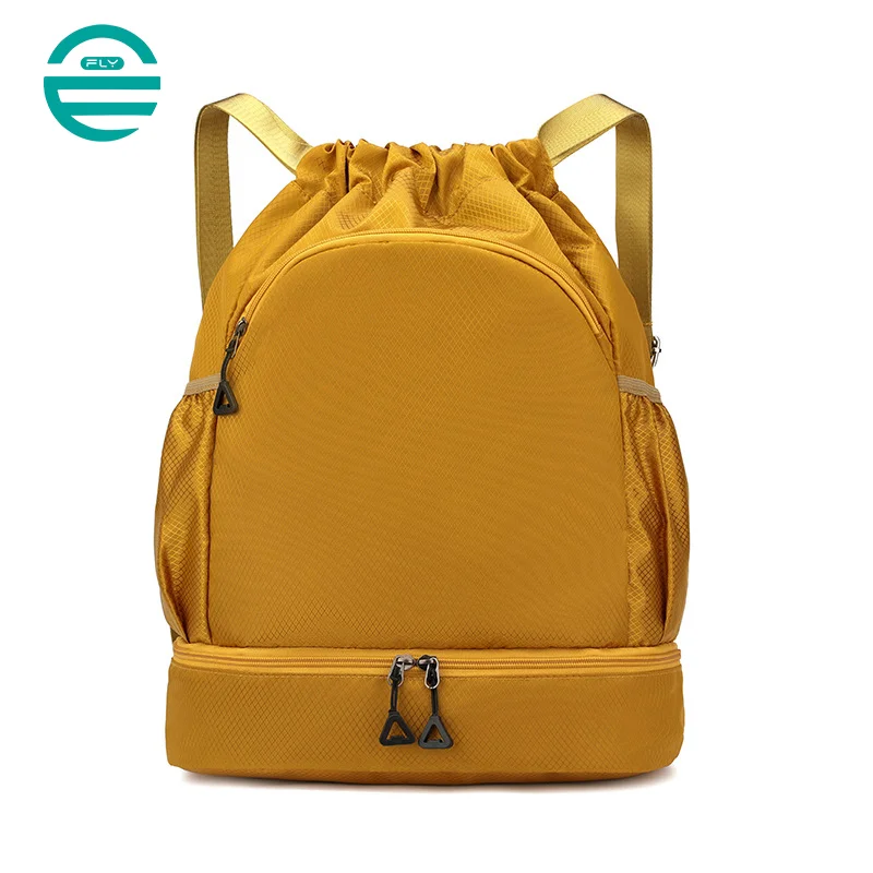 Guangzhou Fuliya Industry Co.,Ltd C-81134 Drawstring sports backpack, water-resistant, large capacity, shoe compartment, wet/dry pocket, front zipper pocket, and side pocket - for basketball, soccer, fitness, and outdoor.