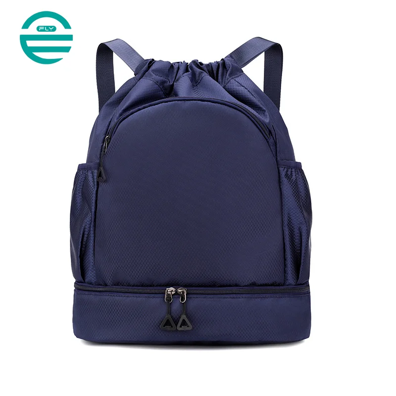 Guangzhou Fuliya Industry Co.,Ltd C-81134 Drawstring sports backpack, water-resistant, large capacity, shoe compartment, wet/dry pocket, front zipper pocket, and side pocket - for basketball, soccer, fitness, and outdoor.