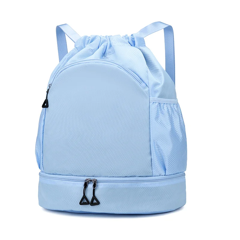 Guangzhou Fuliya Industry Co.,Ltd C-81134 Drawstring sports backpack, water-resistant, large capacity, shoe compartment, wet/dry pocket, front zipper pocket, and side pocket - for basketball, soccer, fitness, and outdoor.