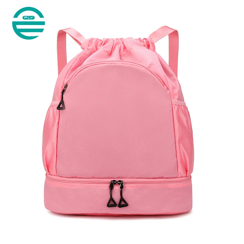 Guangzhou Fuliya Industry Co.,Ltd C-81134 Drawstring sports backpack, water-resistant, large capacity, shoe compartment, wet/dry pocket, front zipper pocket, and side pocket - for basketball, soccer, fitness, and outdoor.