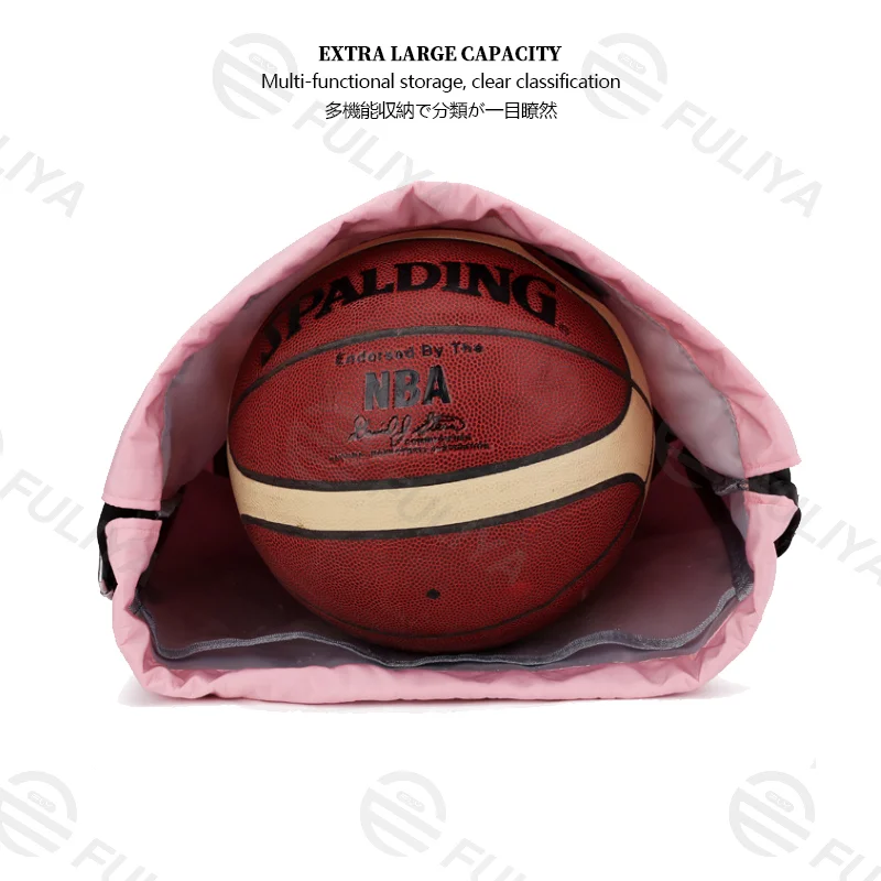 Guangzhou Fuliya Industry Co.,Ltd C-81136 Sports drawstring backpack, water-resistant, large capacity, wet/dry pocket, ball compartment, Velcro pocket, and front pocket - for swimming, basketball, fitness, and travel.