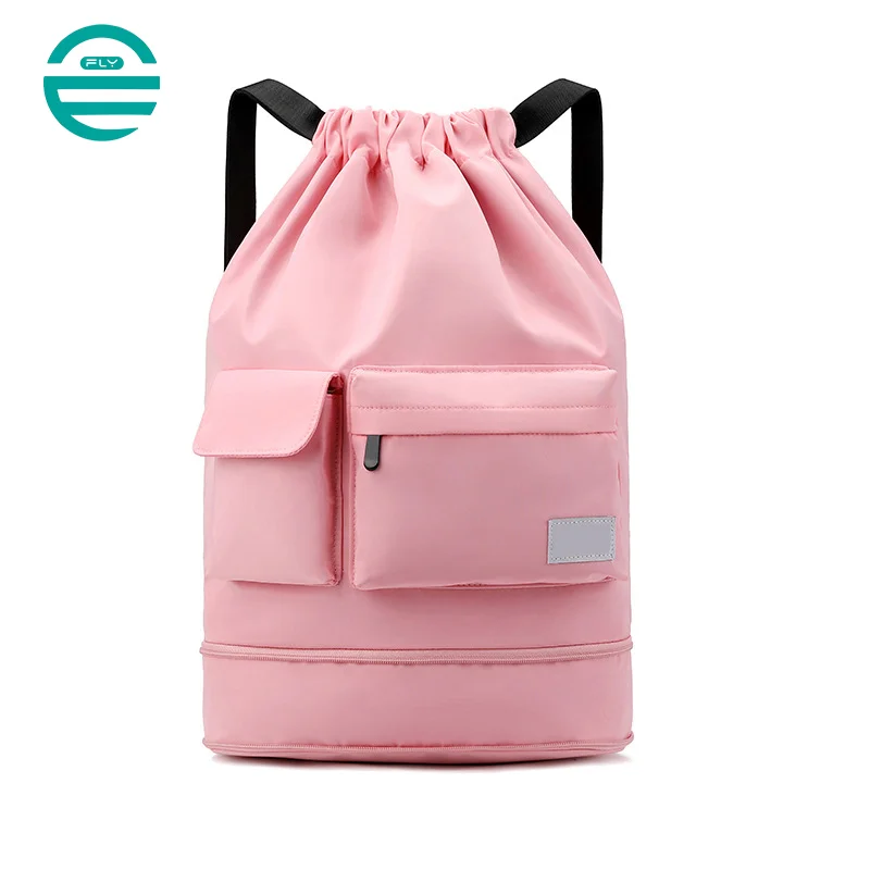 Guangzhou Fuliya Industry Co.,Ltd C-81136 Sports drawstring backpack, water-resistant, large capacity, wet/dry pocket, ball compartment, Velcro pocket, and front pocket - for swimming, basketball, fitness, and travel.