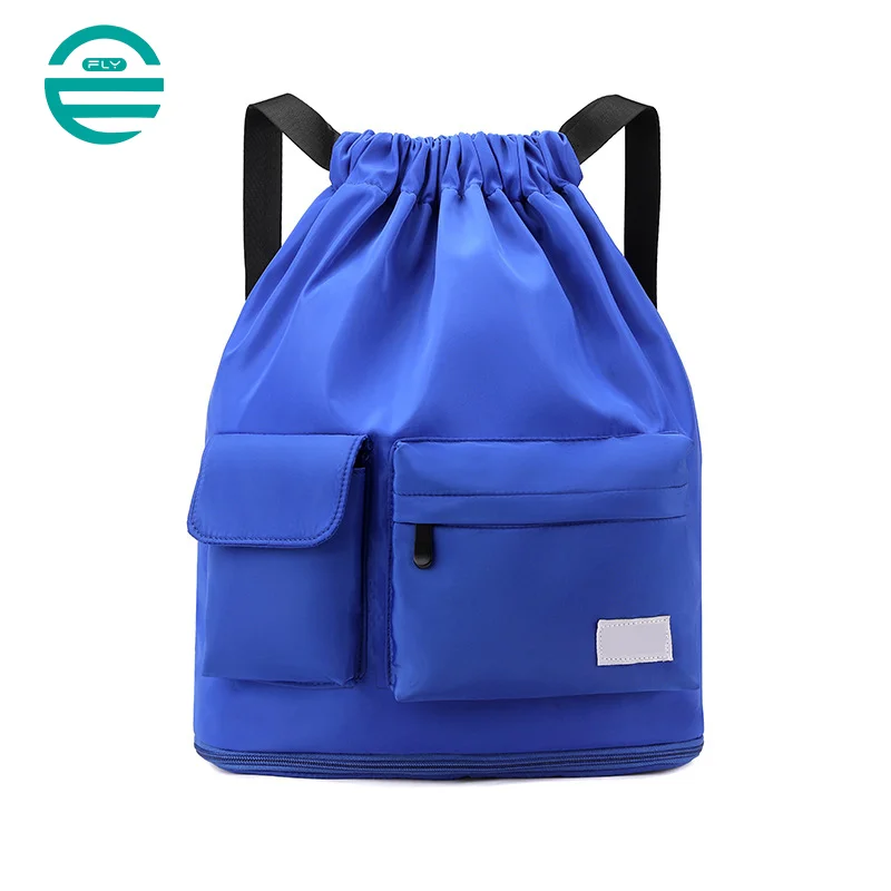 Guangzhou Fuliya Industry Co.,Ltd C-81136 Sports drawstring backpack, water-resistant, large capacity, wet/dry pocket, ball compartment, Velcro pocket, and front pocket - for swimming, basketball, fitness, and travel.