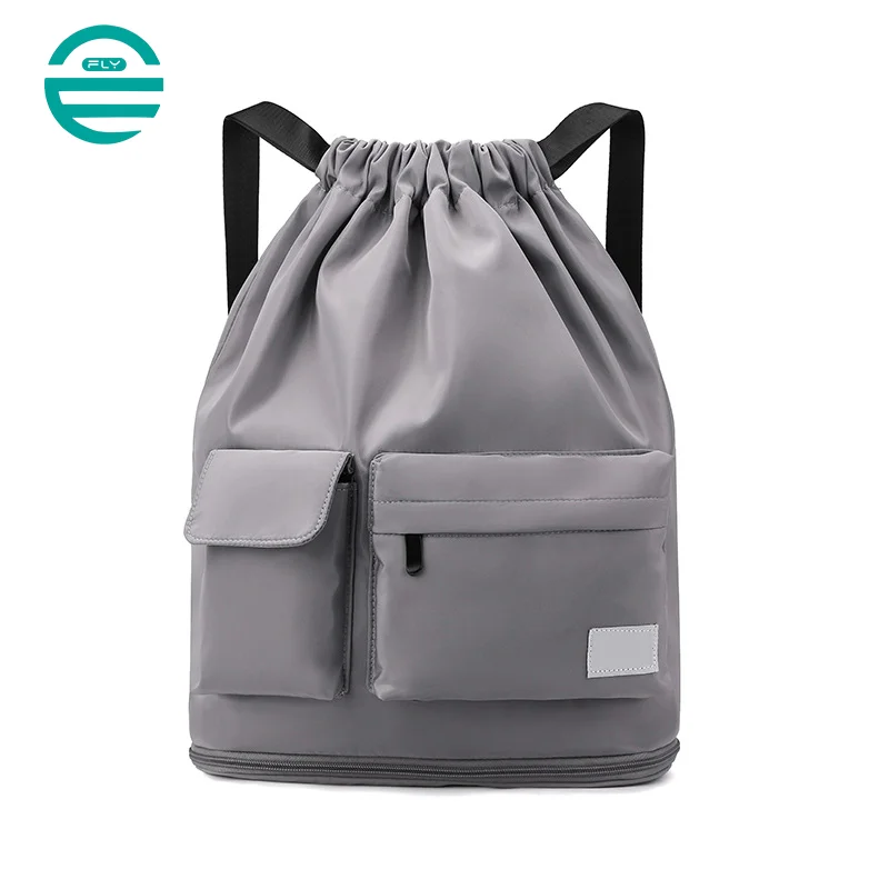 Guangzhou Fuliya Industry Co.,Ltd C-81136 Sports drawstring backpack, water-resistant, large capacity, wet/dry pocket, ball compartment, Velcro pocket, and front pocket - for swimming, basketball, fitness, and travel.