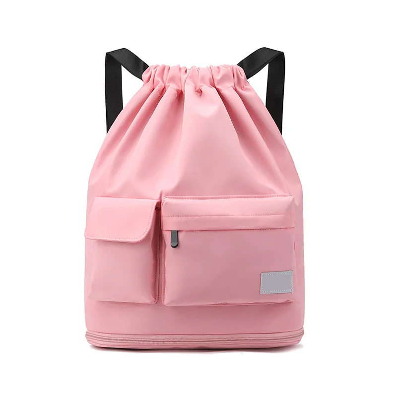 Guangzhou Fuliya Industry Co.,Ltd C-81136 Sports drawstring backpack, water-resistant, large capacity, wet/dry pocket, ball compartment, Velcro pocket, and front pocket - for swimming, basketball, fitness, and travel.