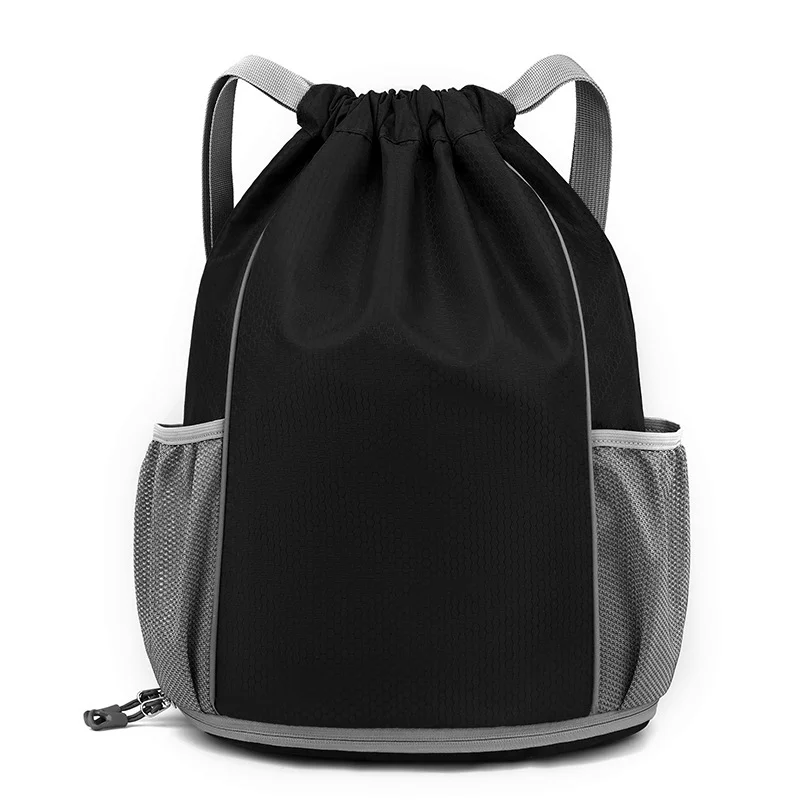 Guangzhou Fuliya Industry Co.,Ltd C-81137 Drawstring backpack, water-resistant, large capacity, shoe compartment, wet/dry pocket, ball compartment, and side pocket - for swimming, fitness, basketball, and outdoor.