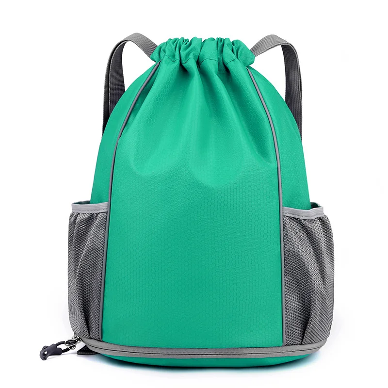 Guangzhou Fuliya Industry Co.,Ltd C-81137 Drawstring backpack, water-resistant, large capacity, shoe compartment, wet/dry pocket, ball compartment, and side pocket - for swimming, fitness, basketball, and outdoor.