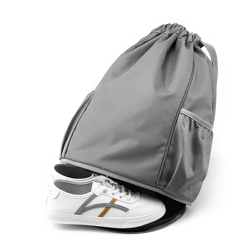 Guangzhou Fuliya Industry Co.,Ltd C-81137 Drawstring backpack, water-resistant, large capacity, shoe compartment, wet/dry pocket, ball compartment, and side pocket - for swimming, fitness, basketball, and outdoor.