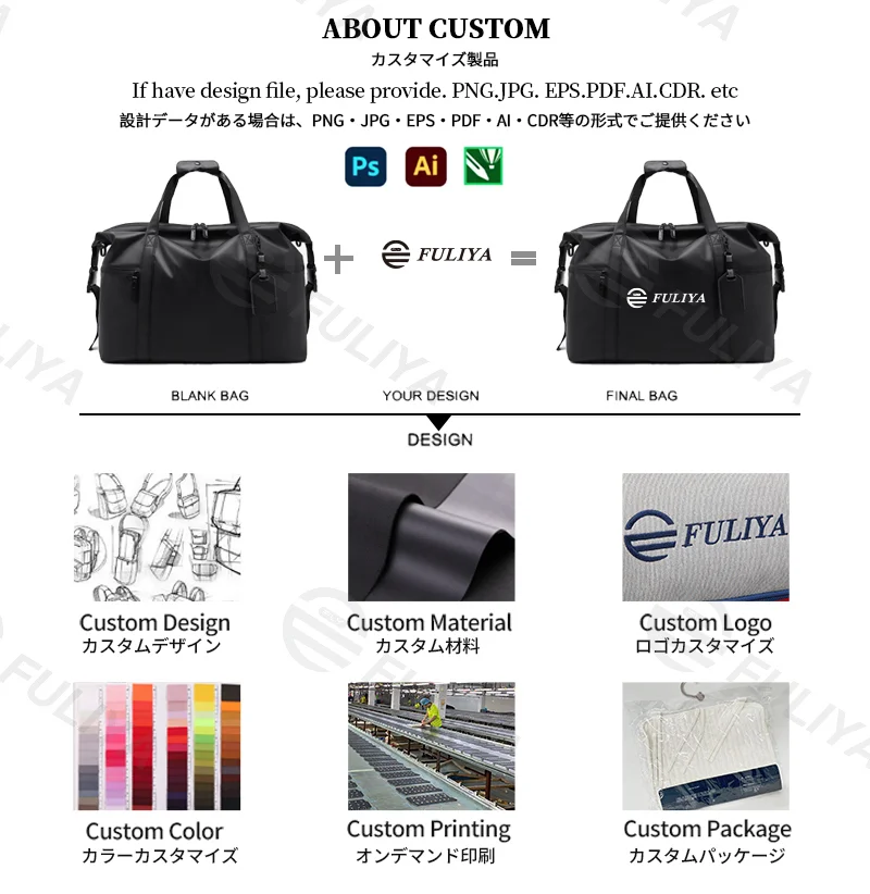 Guangzhou Fuliya Industry Co.,Ltd C-81139 Stylish outdoor travel gym bag, water-resistant, large capacity, adjustable strap, comfortable handle, and luggage strap - hand or crossbody carry for travel, fitness, and business trips.