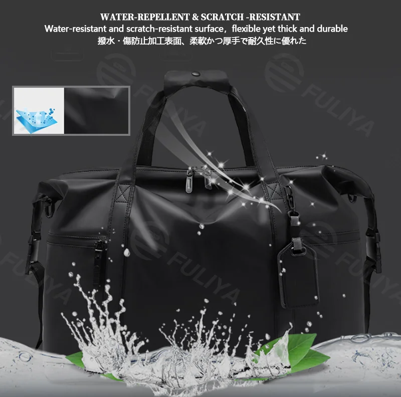 Guangzhou Fuliya Industry Co.,Ltd C-81139 Stylish outdoor travel gym bag, water-resistant, large capacity, adjustable strap, comfortable handle, and luggage strap - hand or crossbody carry for travel, fitness, and business trips.