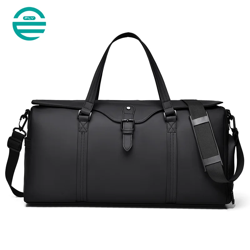 Guangzhou Fuliya Industry Co.,Ltd C-81142 Large-capacity PU travel gym bag, water-resistant, multi-layer storage, shoe compartment, wet/dry pocket, side bottle pocket, back zipper pocket, and luggage strap - for travel, fitness, and business trips.