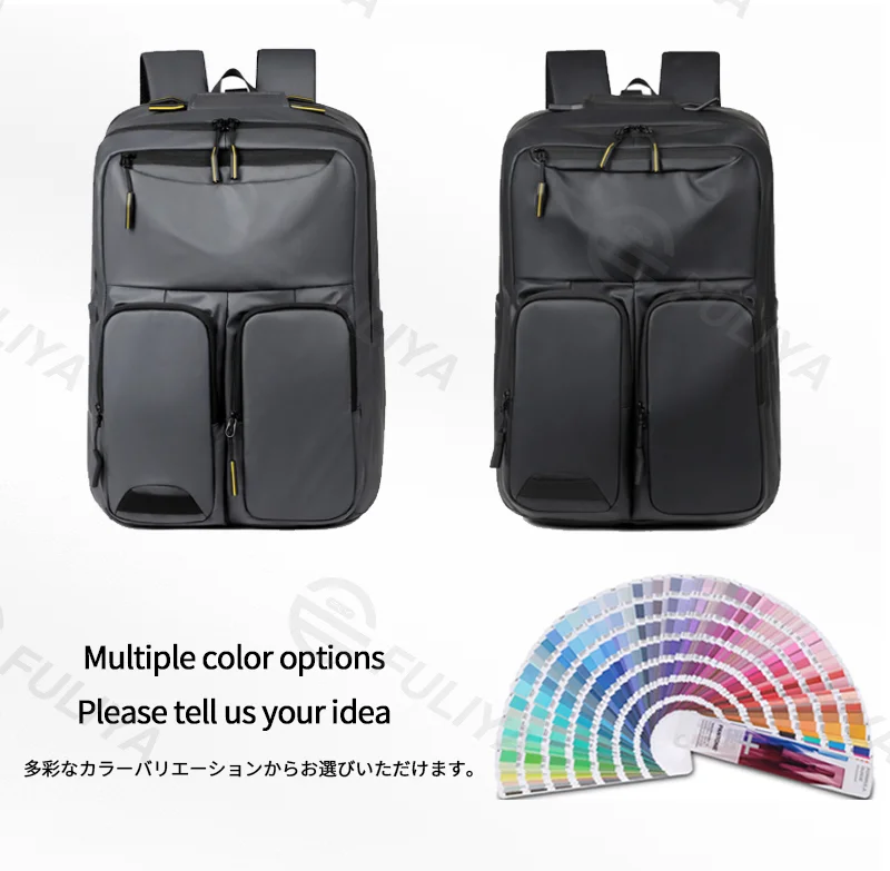 Guangzhou Fuliya Industry Co.,Ltd C-81144 Business travel backpack, water-resistant, large capacity, laptop compartment, side pocket, breathable mesh back panel, and luggage strap - for commuting, business, and school.