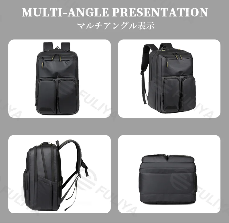 Guangzhou Fuliya Industry Co.,Ltd C-81144 Business travel backpack, water-resistant, large capacity, laptop compartment, side pocket, breathable mesh back panel, and luggage strap - for commuting, business, and school.