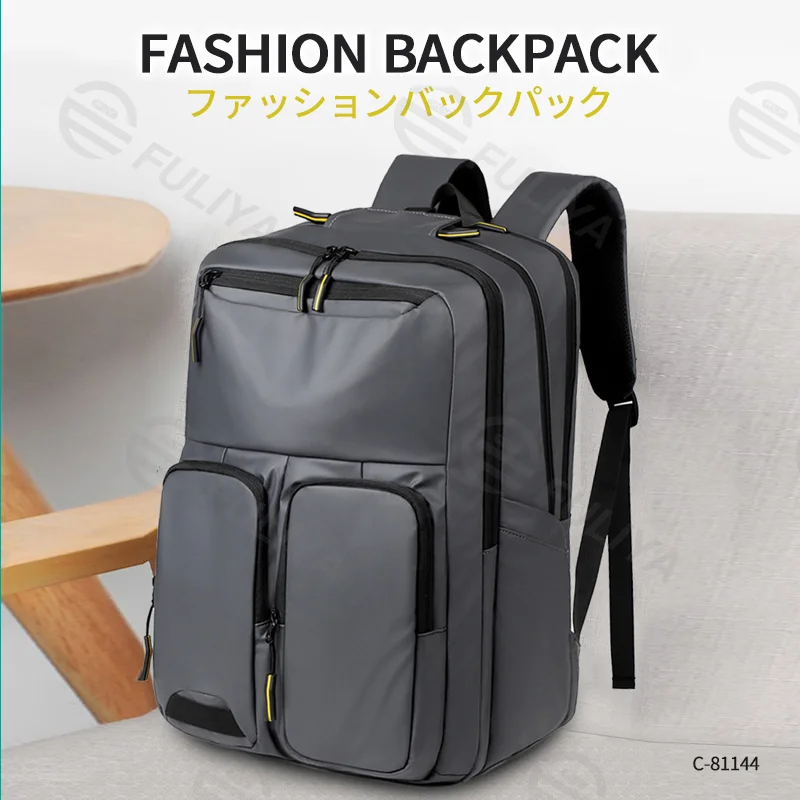 Guangzhou Fuliya Industry Co.,Ltd C-81144 Business travel backpack, water-resistant, large capacity, laptop compartment, side pocket, breathable mesh back panel, and luggage strap - for commuting, business, and school.