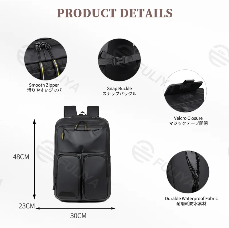 Guangzhou Fuliya Industry Co.,Ltd C-81144 Business travel backpack, water-resistant, large capacity, laptop compartment, side pocket, breathable mesh back panel, and luggage strap - for commuting, business, and school.