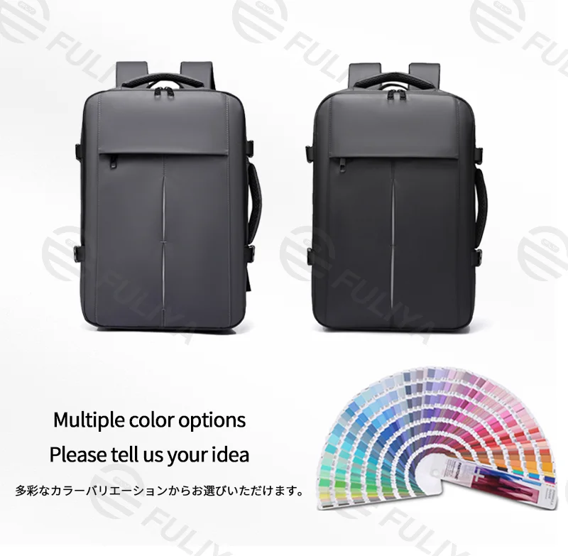 Guangzhou Fuliya Industry Co.,Ltd C-81145 Business travel backpack, water-resistant, large capacity, laptop compartment, front zipper pocket, and luggage strap - for commuting, business, school, and travel.