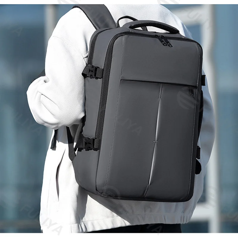 Guangzhou Fuliya Industry Co.,Ltd C-81145 Business travel backpack, water-resistant, large capacity, laptop compartment, front zipper pocket, and luggage strap - for commuting, business, school, and travel.