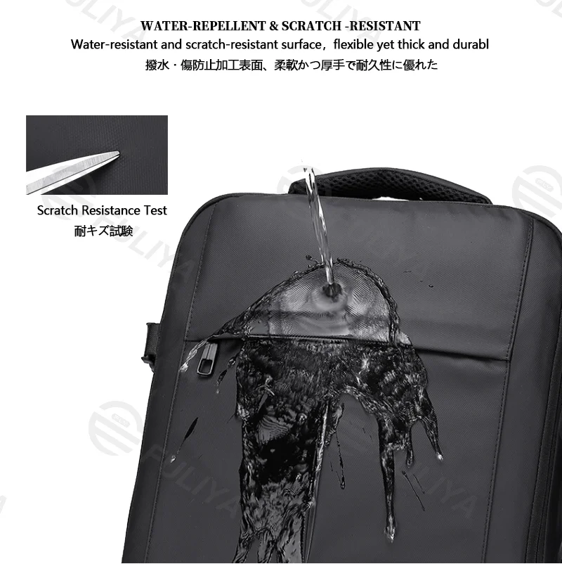 Guangzhou Fuliya Industry Co.,Ltd C-81145 Business travel backpack, water-resistant, large capacity, laptop compartment, front zipper pocket, and luggage strap - for commuting, business, school, and travel.