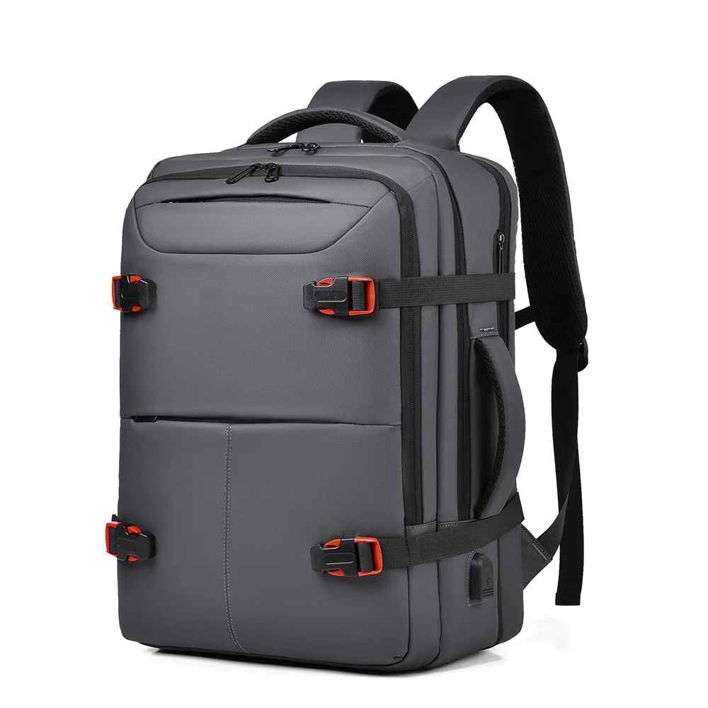 Guangzhou Fuliya Industry Co.,Ltd C-81146 Men's business backpack, water-resistant, large capacity, expandable 5cm (26L→36L), laptop compartment, USB port, and luggage strap - for business, business trips, and travel.