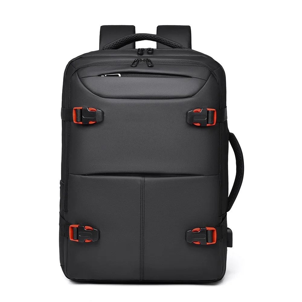 Guangzhou Fuliya Industry Co.,Ltd C-81146 Men's business backpack, water-resistant, large capacity, expandable 5cm (26L→36L), laptop compartment, USB port, and luggage strap - for business, business trips, and travel.