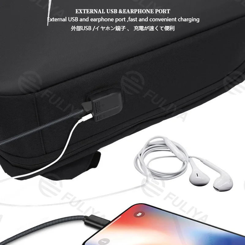 Guangzhou Fuliya Industry Co.,Ltd C-81147 Hard-shell laptop backpack, water-resistant, large capacity, laptop compartment, combination lock, USB port, and breathable back panel - for commuting, business, and school.