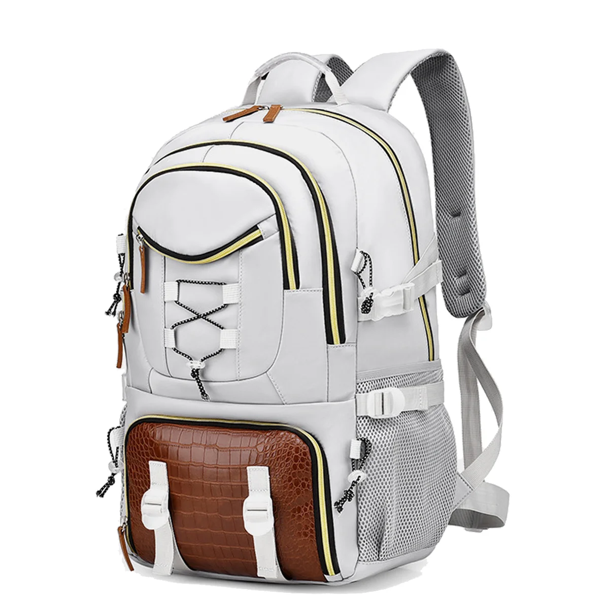 Guangzhou Fuliya Industry Co.,Ltd C-81148 Large-capacity backpack, water-resistant, multi-layer storage, shoe compartment, laptop compartment, side pocket, and trekking pole attachments - for school, travel, and hiking.