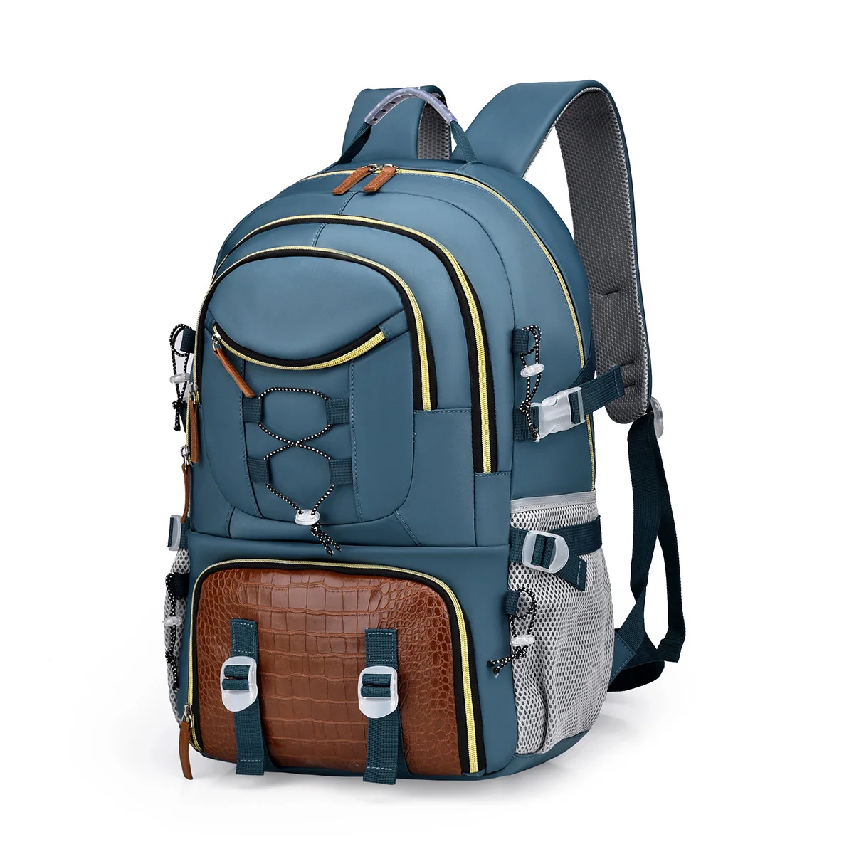 Guangzhou Fuliya Industry Co.,Ltd C-81148 Large-capacity backpack, water-resistant, multi-layer storage, shoe compartment, laptop compartment, side pocket, and trekking pole attachments - for school, travel, and hiking.