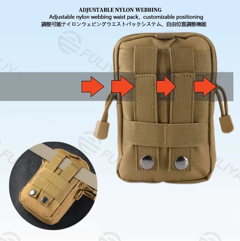 Guangzhou Fuliya Industry Co.,Ltd C-81149 Tactical outdoor waist bag, wear-resistant, multi-layer storage, phone pocket, pen pocket, and MOLLE system - attachable to vests, backpacks, or belts for cycling, sports, and outdoor.
