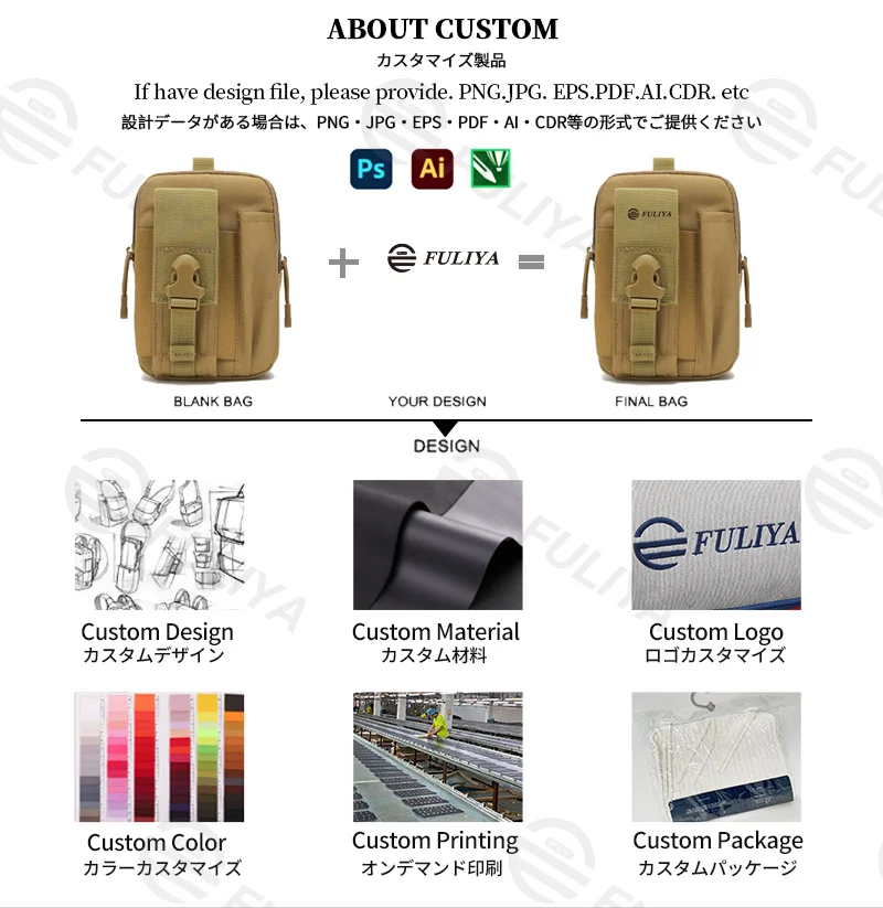 Guangzhou Fuliya Industry Co.,Ltd C-81149 Tactical outdoor waist bag, wear-resistant, multi-layer storage, phone pocket, pen pocket, and MOLLE system - attachable to vests, backpacks, or belts for cycling, sports, and outdoor.