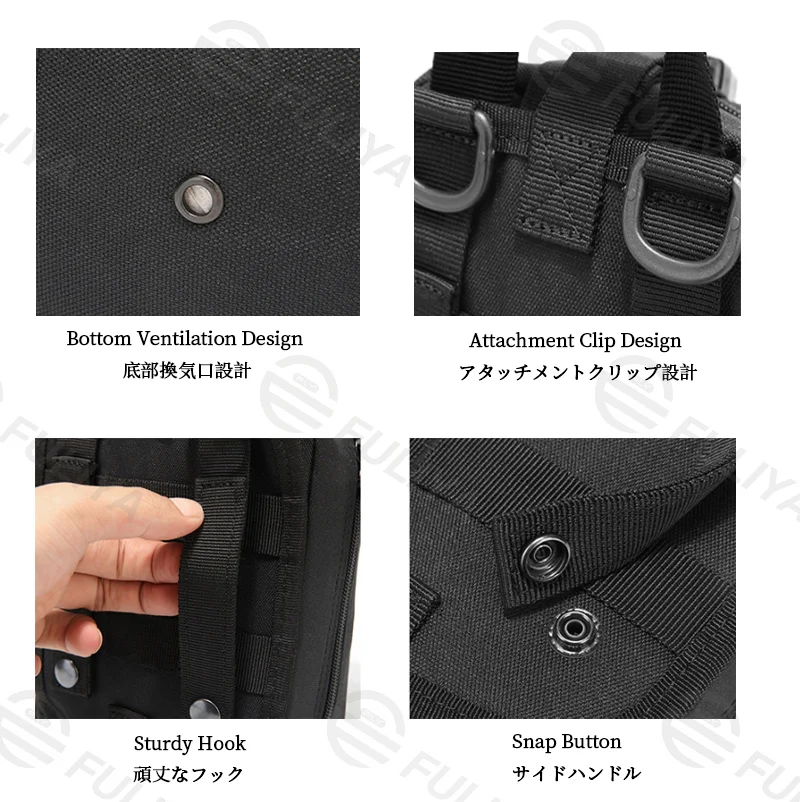 Guangzhou Fuliya Industry Co.,Ltd C-81150 Tactical medical pouch, wear-resistant, large capacity, mesh pocket, partition pocket, quick-release buckle, and MOLLE system - attachable to backpacks or belts for outdoor, hiking, climbing, and camping.