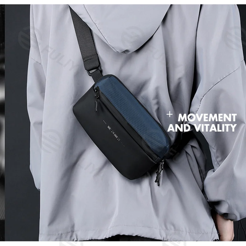 Guangzhou Fuliya Industry Co.,Ltd C-81157 Men's chest/crossbody bag, lightweight, front pocket, anti-theft back pocket, inner pocket, adjustable strap, and snap buckle - chest, crossbody, or waist carry for outdoor, travel, and daily use.