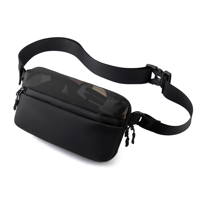 Guangzhou Fuliya Industry Co.,Ltd C-81157 Men's chest/crossbody bag, lightweight, front pocket, anti-theft back pocket, inner pocket, adjustable strap, and snap buckle - chest, crossbody, or waist carry for outdoor, travel, and daily use.