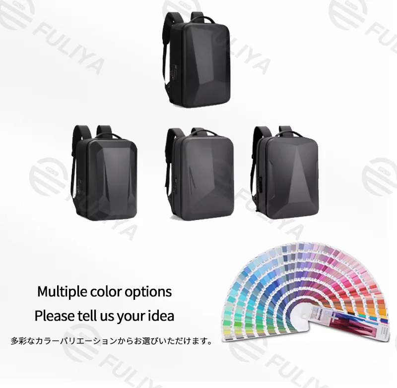 Guangzhou Fuliya Industry Co.,Ltd C-81158 Hard-shell laptop backpack, large capacity, laptop compartment, side expansion zipper (+10cm), sternum strap, breathable mesh back panel, and luggage strap - for commuting, short trips, and gaming.
