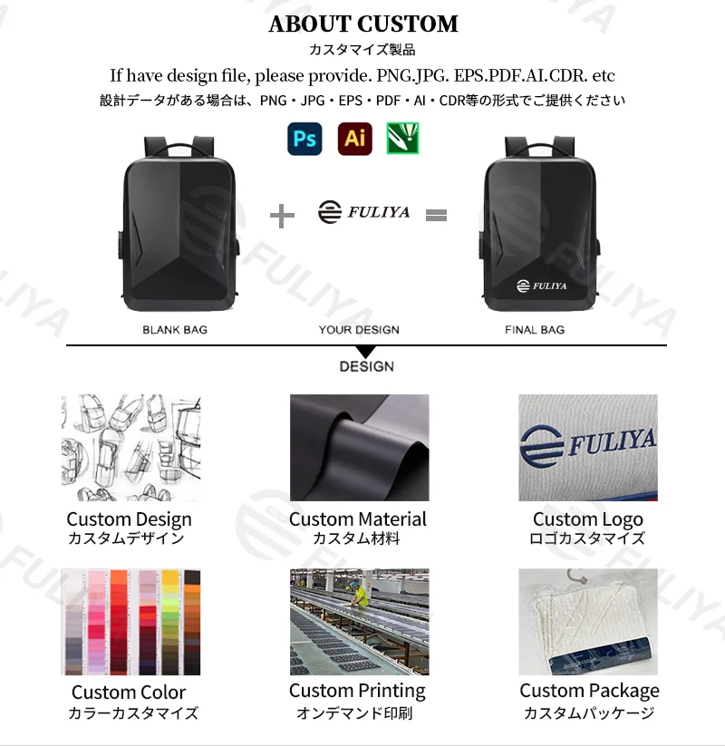 Guangzhou Fuliya Industry Co.,Ltd C-81158 Hard-shell laptop backpack, large capacity, laptop compartment, side expansion zipper (+10cm), sternum strap, breathable mesh back panel, and luggage strap - for commuting, short trips, and gaming.
