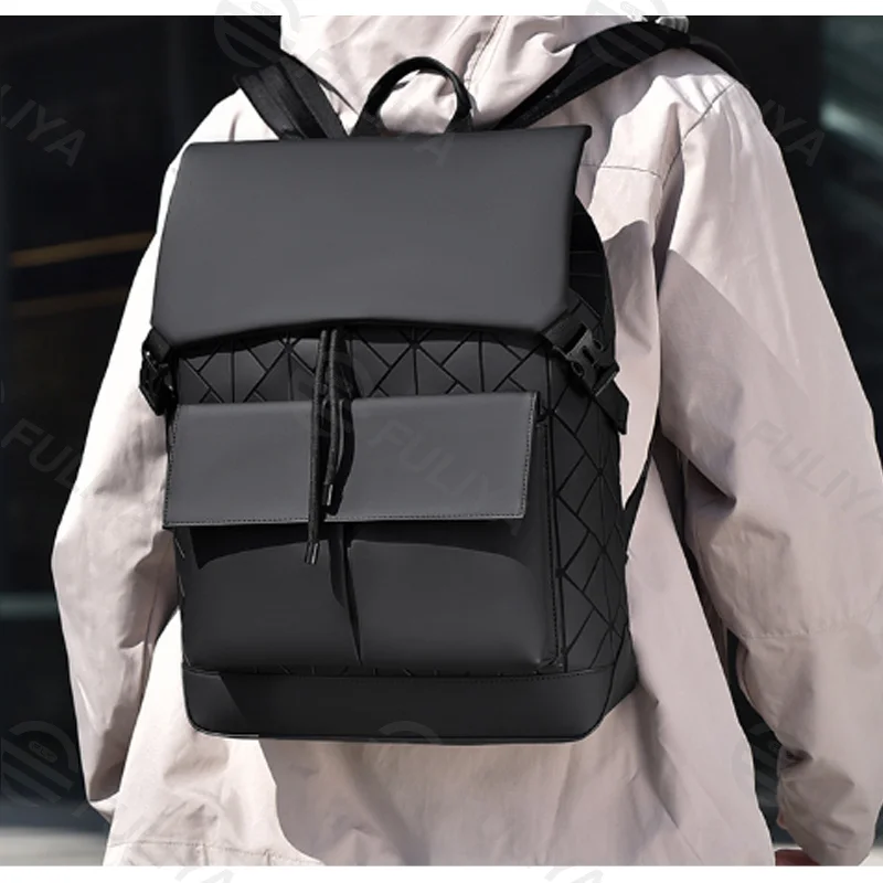 Guangzhou Fuliya Industry Co.,Ltd C-81159 Large-capacity business laptop backpack, water-resistant, laptop compartment, front magnetic pocket, breathable back panel, and luggage strap, with holographic laser elements - for commuting and travel.