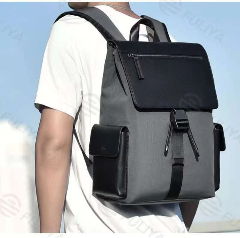 Guangzhou Fuliya Industry Co.,Ltd C-81160 Business travel laptop backpack, waterproof PU leather, large capacity, laptop compartment, front zipper pocket, side pockets, and comfortable handle - multiple colors for commuting, travel, and school.