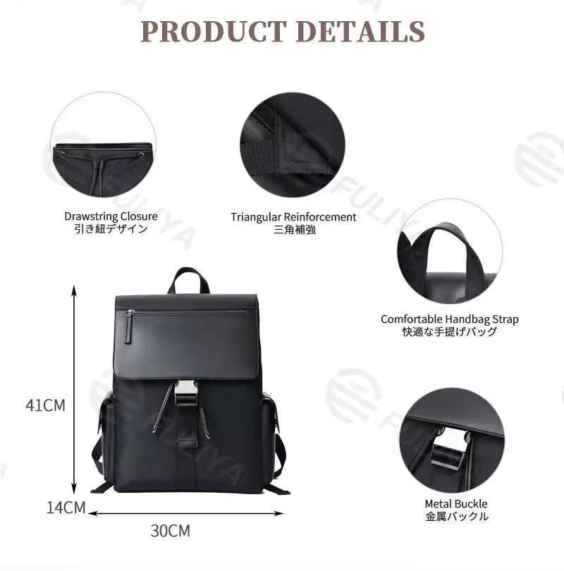 Guangzhou Fuliya Industry Co.,Ltd C-81160 Business travel laptop backpack, waterproof PU leather, large capacity, laptop compartment, front zipper pocket, side pockets, and comfortable handle - multiple colors for commuting, travel, and school.